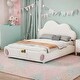 preview thumbnail 1 of 13, Queen size Cloud-shaped Headboard, Upholstered Platform Bed with Rounded Footboard,Velvet,Beige Beige