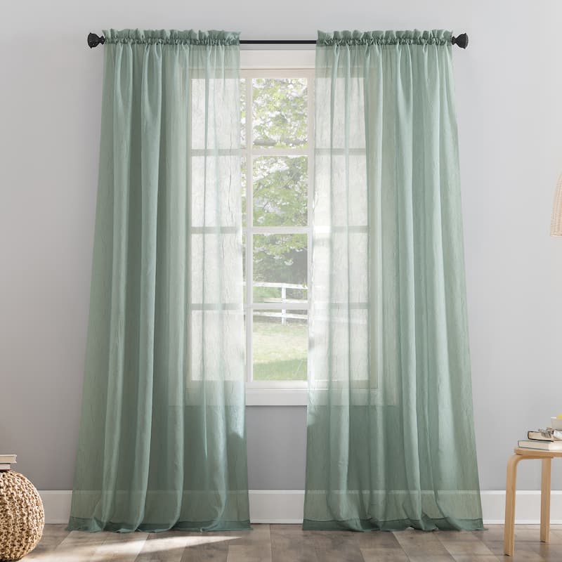 No. 918 Erica Crushed Voile Sheer Rod Pocket 1-Piece Curtain Panel, Single Panel - 51 x 95 - Mineral