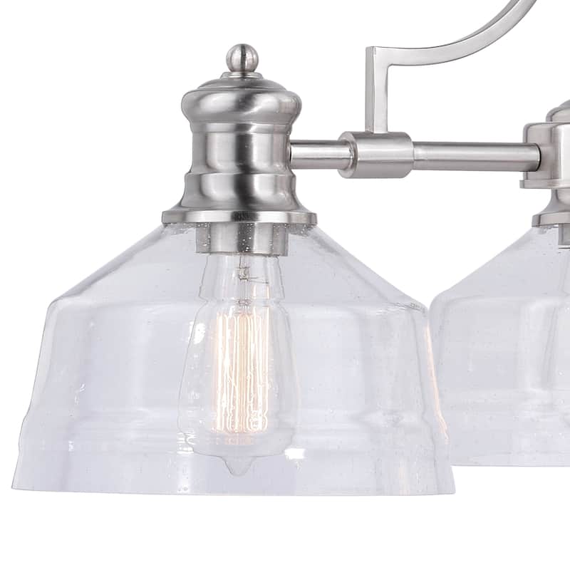 Beloit 3 Light Satin Nickel Farmhouse Chandelier Clear Glass - 26-in W x 20-in H x 26-in D