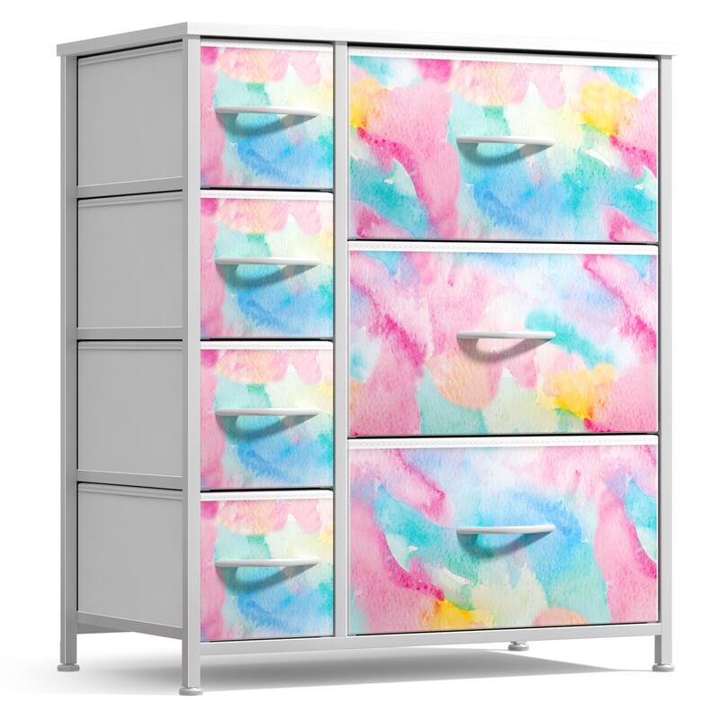 Dresser w/ 7 Drawers, Furniture Storage & Chest Tower for Bedroom - Watercolor Tie-Dye