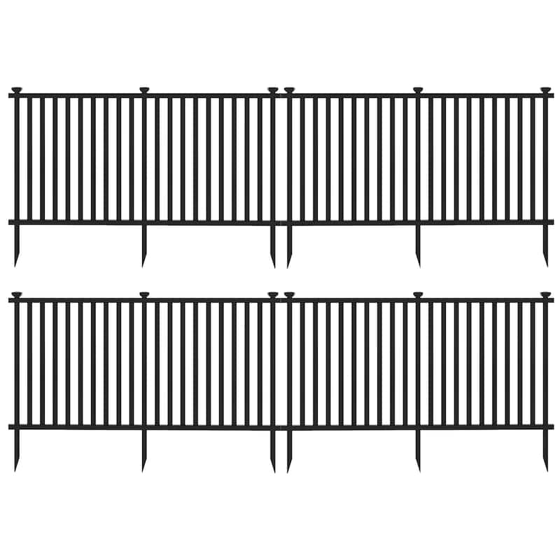 Gymax 80'' x 39'' Vinyl Picket Fence 4 No Dig Fence Panels for Soft - Black