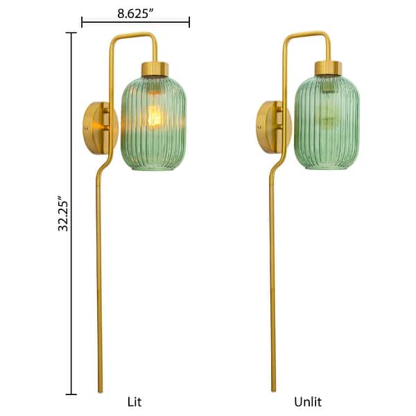 Adrienne River of Goods Green Glass and Metal Retro Wall Sconce - 5.375 ...