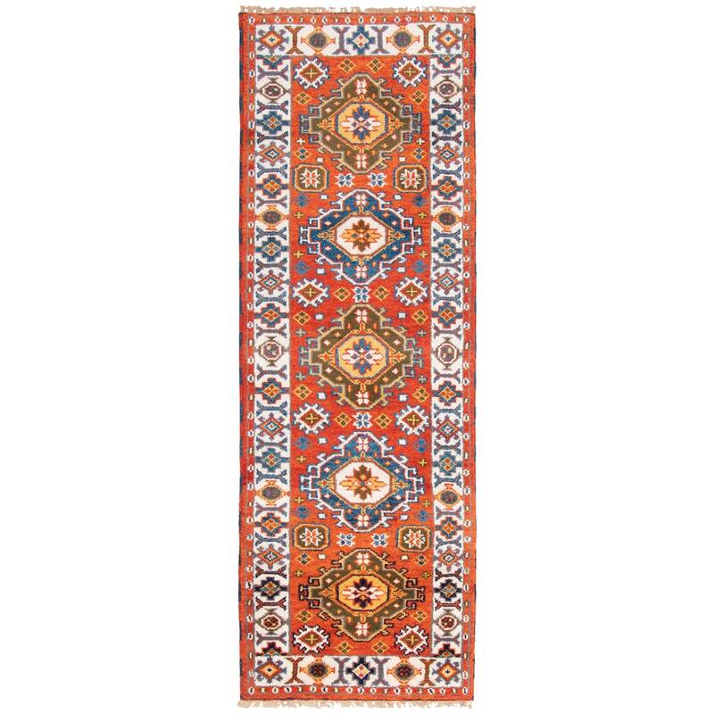 ECARPETGALLERY Hand-knotted Royal Kazak Copper Wool Rug - 2'8 x 7'10 - Copper - 2'8 x 7'10