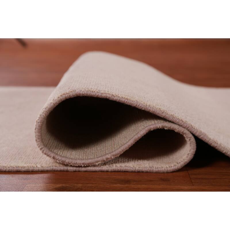 Hand Knotted Oriental 100% Wool Carpet Modern Solid Pink Gabbeh Runner Rug - 8' 3'' X 2' 7''