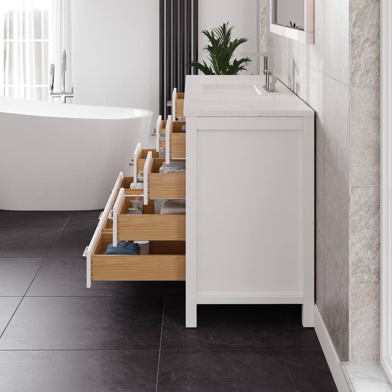 Eviva Aberdeen 72" Vanity with Carrara Quartz Top