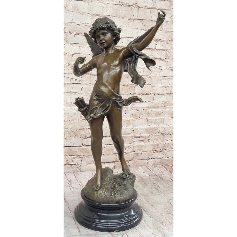 Vintage Style Bronze Putti Cherub Angel Child Cupid W/ Arrows Sculpture Statue