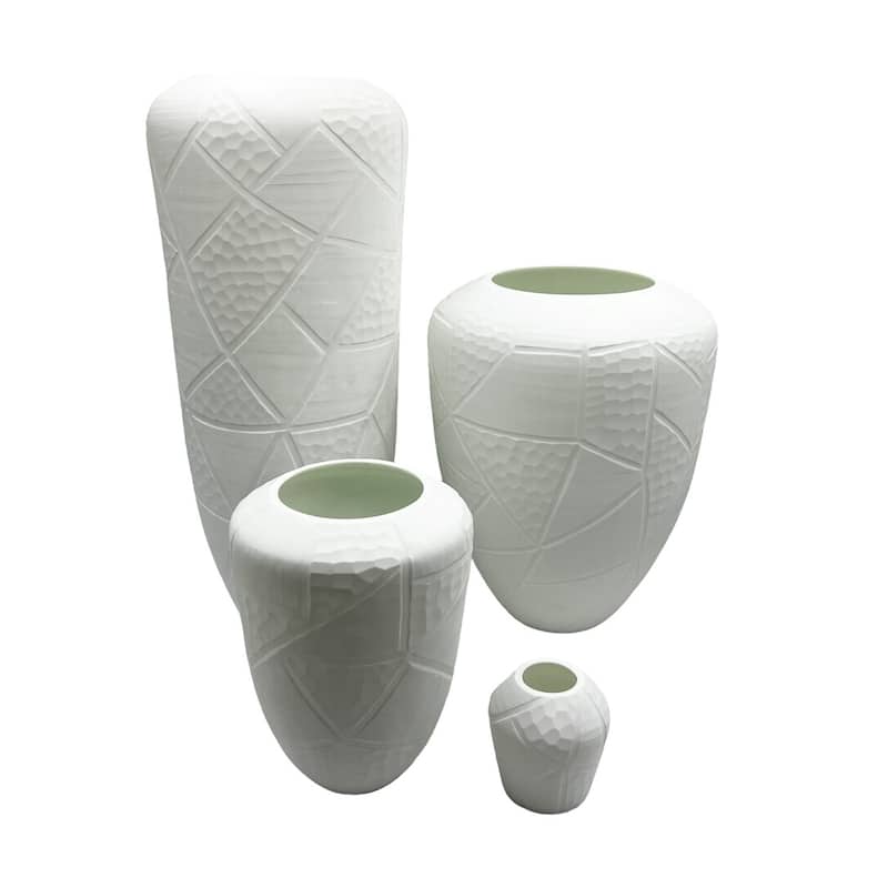 Set of 4 Decorative Handmade Glass Modern Vase in White