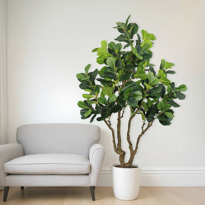 7FT Tall Artificial Banyan Tree Silk Plant - Large Faux Greenery with Natural Look Leaves, Potted Fake Tree, 1pc/set