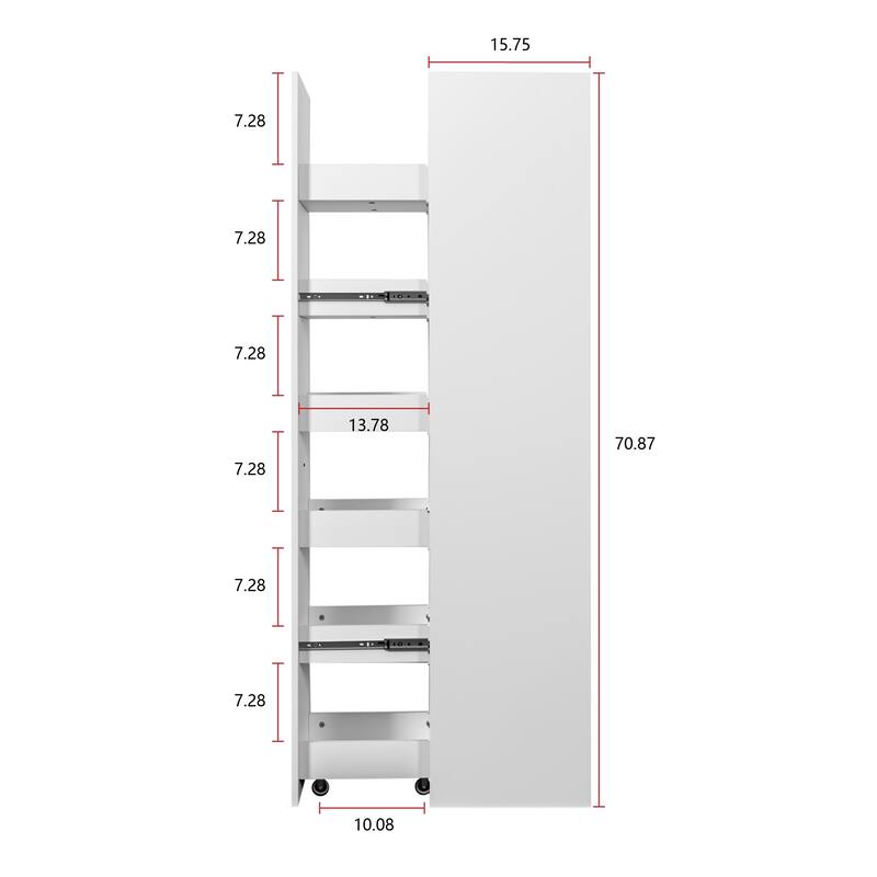 Large, Slim Storage Cart, Kitchen Rolling Cart, Narrow Storage Cabinet with Handle & Wheels, Small Spaces