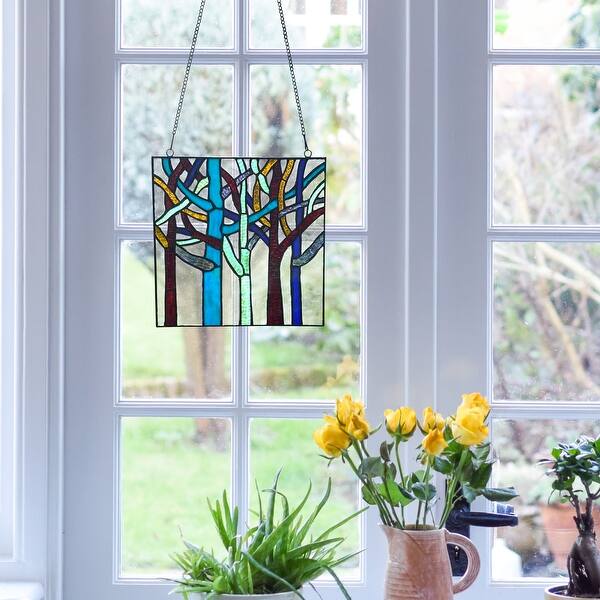 Rainbow Forest Stained Glass Window Panel Rainbow Forest Stained Glass Window Panel