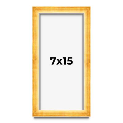 7x15 Shadow Box Frame Gold | 1.625 Inches Deep Real Wood Traditional