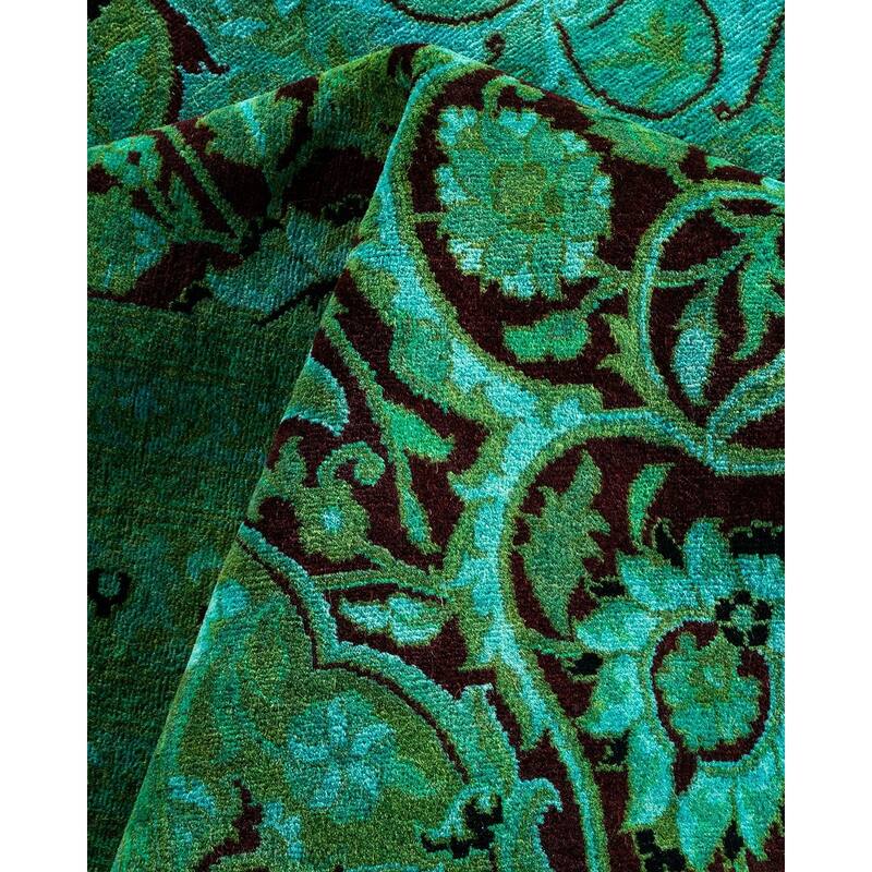 Overton Hand Knotted Wool Vintage Inspired Modern Contemporary Overdyed Blue Area Rug - 10' 2" x 16' 4"