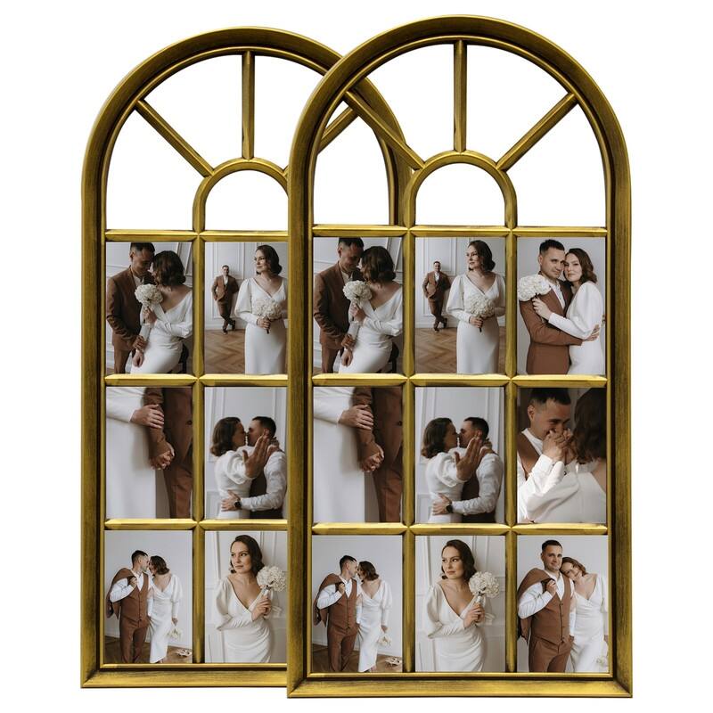 Gallery Distressed Arched Window Pane Wall Hanging Decorative Photo Collage Picture Frame
