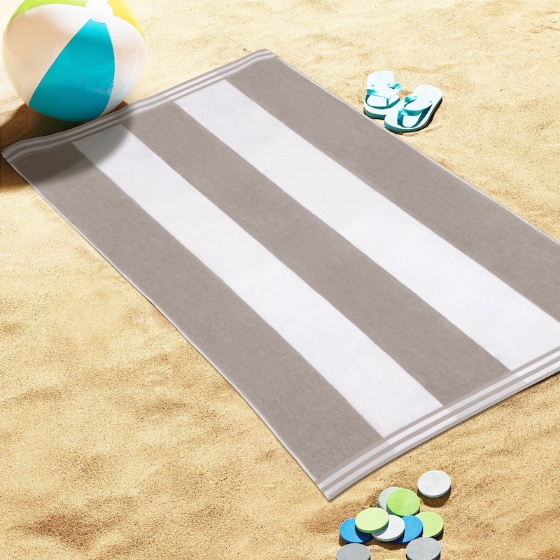Cabana Stripe Oversized Cotton Beach Towel by Superior