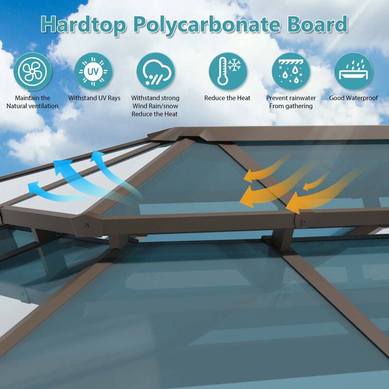 10'x12' Hardtop Gazebo, Outdoor Double Roof Gazebo