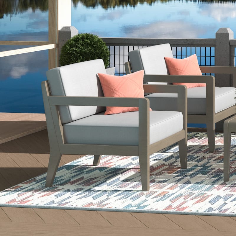 Homestyles Sustain Gray Wood Outdoor Lounge Armchair - 25" x 29" x 31" - Gray