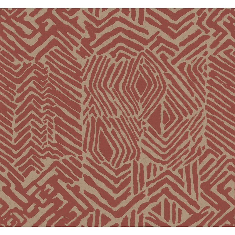 Tribal Print Red & Tan Wallpaper - Bed Bath & Beyond - 39952257