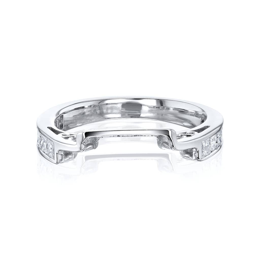 Kobelli 0.50 Carat Natural Diamond 14k Solid White Gold Princess Notched Filigree Shannon Band