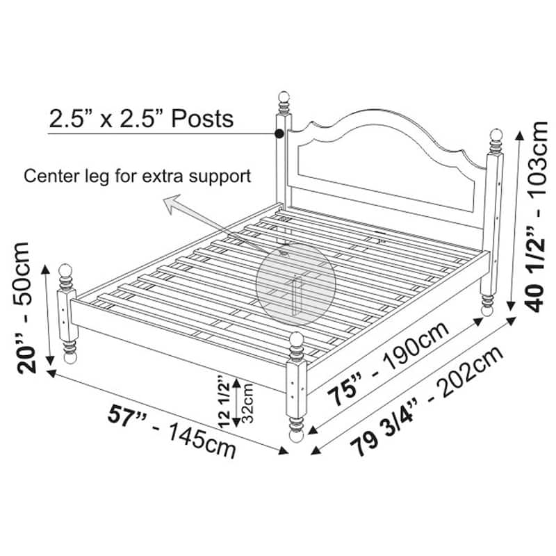 100% Solid Wood Reston Full Size Panel Headboard Platform Bed by Palace Imports