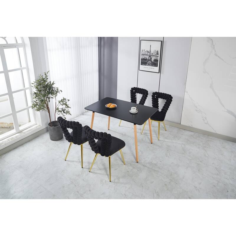 Gold+Black Modern 22.04" Accent Chairs with Iron Tube Legs and Comfortable Backrest (Set of 2)