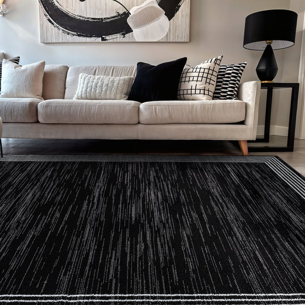 World Rug Gallery Modern Geometric Border Area Rug
