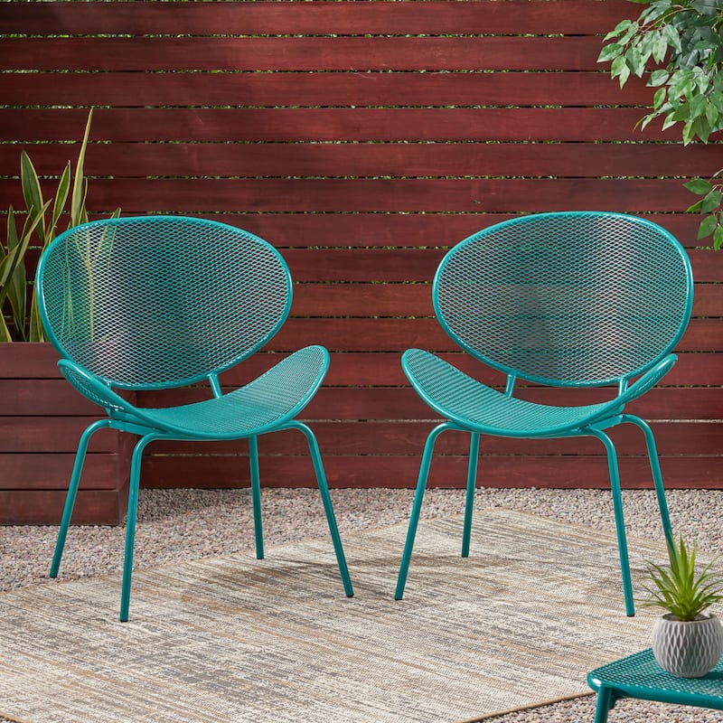 Roomfitters Modern Accent Chair, Stylish Mesh Patio Seating, Lightweight Durable Design for Comfort, Teal (Set of 2)