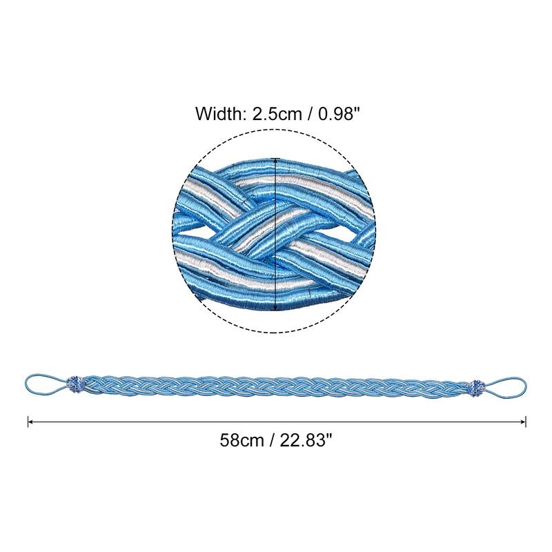 23" Curtain Tiebacks Braid Drapery Holdback Holder with Hooks - Blue - 4Pcs