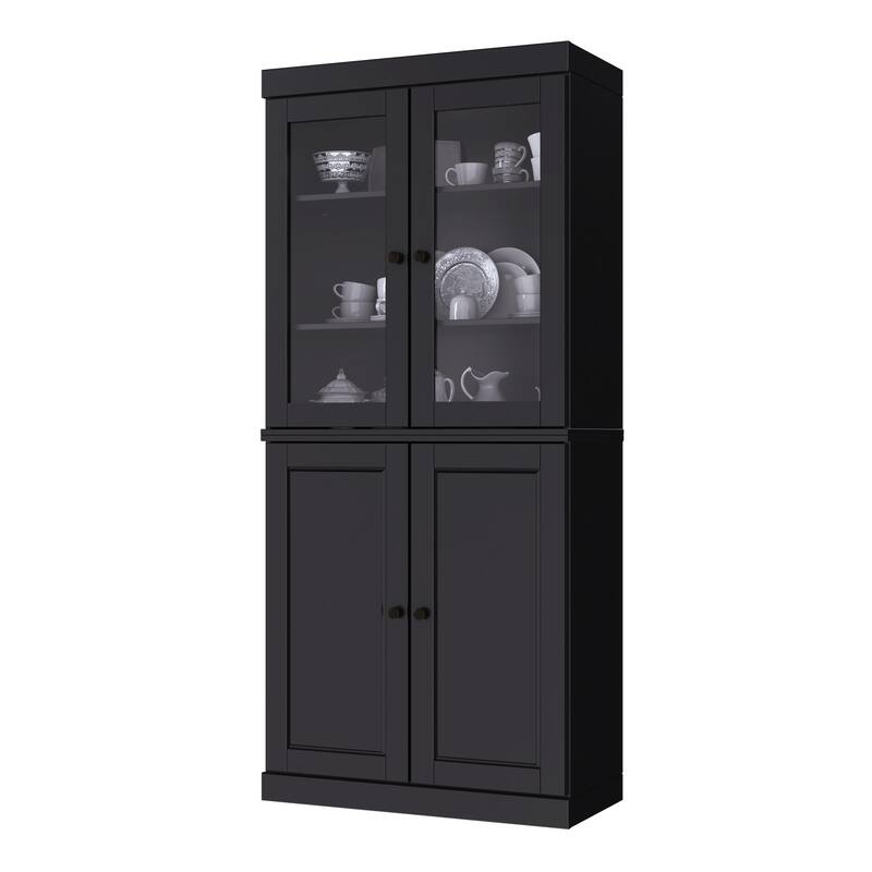 Palace Imports 100% Solid Wood Pantry Cabinet, Raised Panel & Clear Glass Doors, Adjustable Shelves, 32" Wide, 71.5" Tall