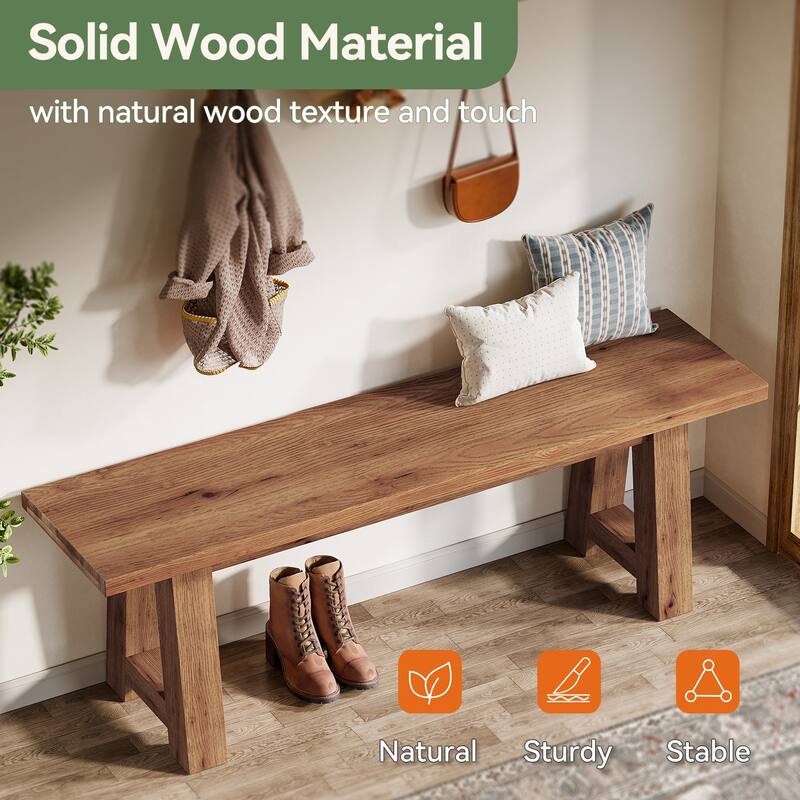 55" Farmhouse Long Bench for Entryway, Dining Room, Hallway
