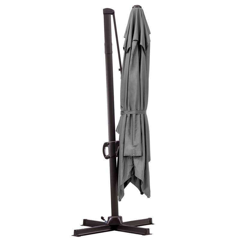 Outdoor 9 x 11 Ft Cantilever Patio Umbrella 360 Degree Rotation with HDPE Base