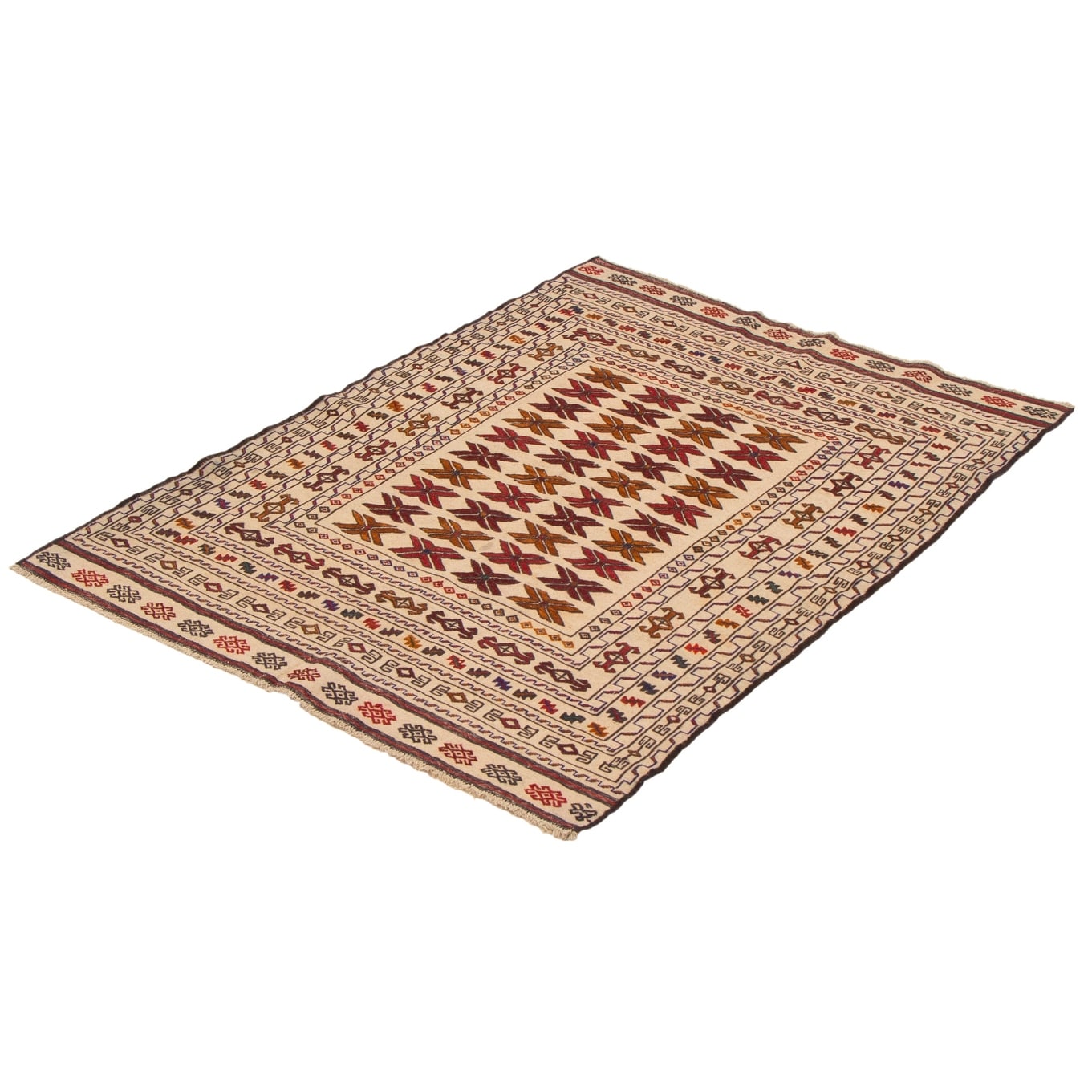 eCarpet Gallery Large Area Rug for Living Room Shiravan SMK Flat-Weaves & Kilims Yellow Tapestry Kilim 6'8 x 9'5 Hand-Knotted Wool Rug Bedroom 354021