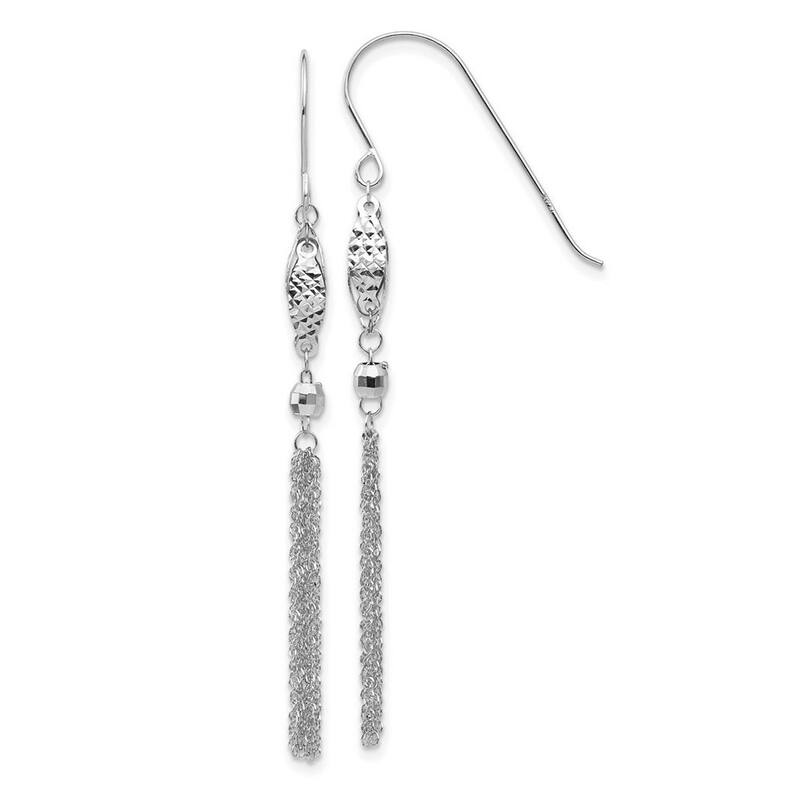 Curata 14k White Gold Bead Chain Guardian Angel Earrings - 55x5mm