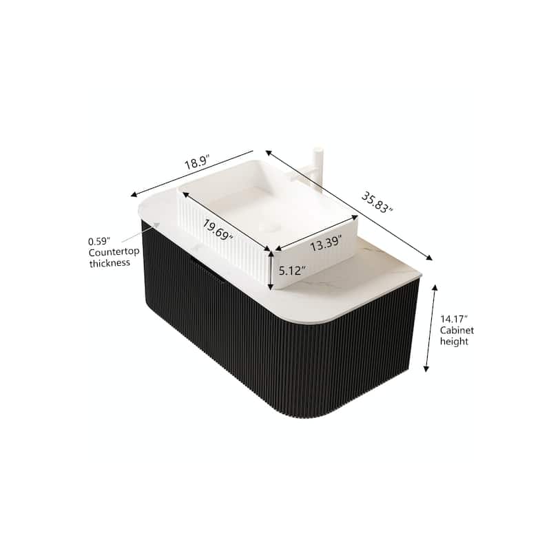 Wall-Mounted Floating Bathroom Vanity with Sink