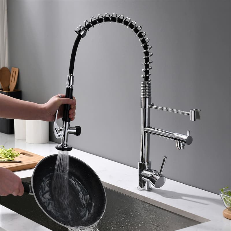 Commercial Kitchen Sink Faucet With Pull Down Sprayer Modern Single Hole Kitchen Faucets Single Handle Spring Taps