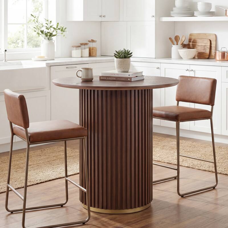 Christopher Knight Home - Barrington Modern 36.61"H Round Counter Height Dining Table with Fluted Cylindrical Iron Base