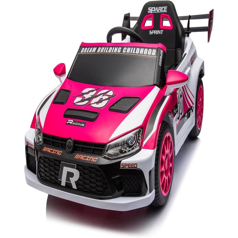 12V Kids Ride On Car with Remote Control,Battery Powered Pedal Vehicles Ride On Racing Drift Car for Kids - Pink