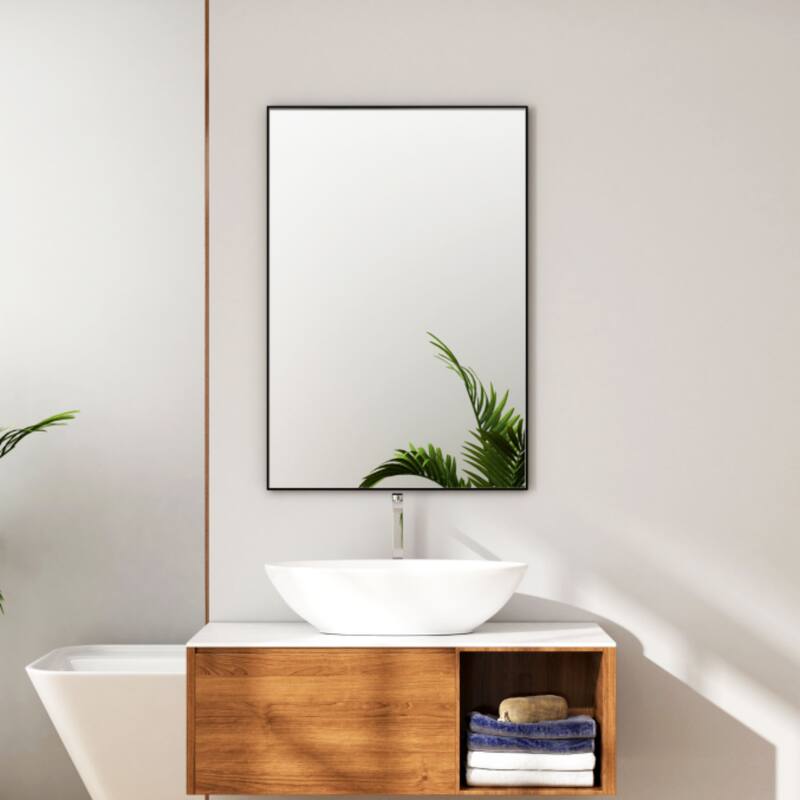 Organnice Rectangular Mirror Modern Black Frame Bathroom Vanity Mirror Clean Glass