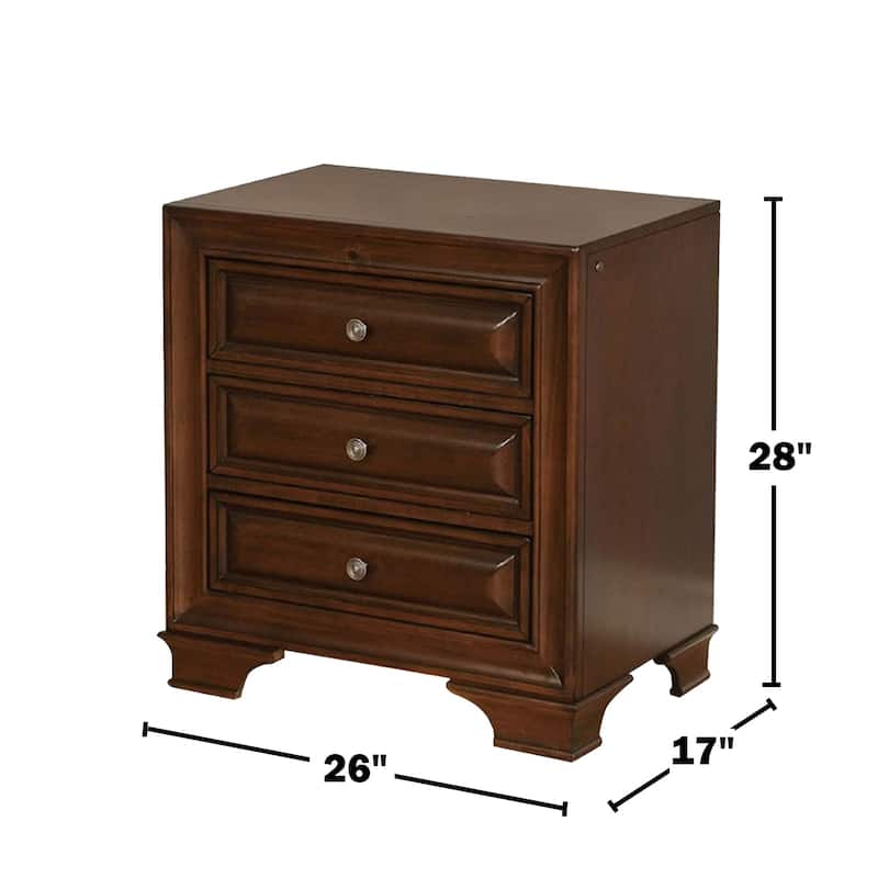 3 Drawers Nightstand with USB and Power Outlet
