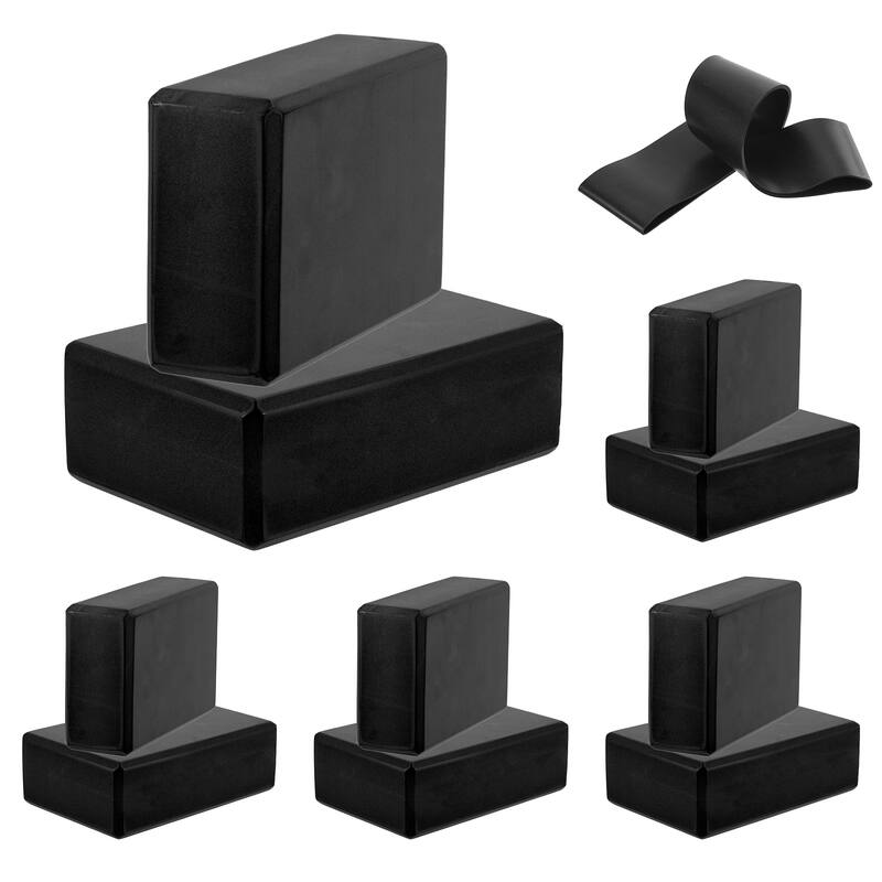 10Pcs Yoga Blocks and 1Pcs Resistance Band Set EVA Black Yoga Blocks