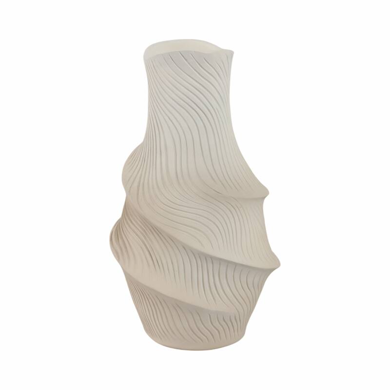 Resin Vase with Sculptural Textured Design and Curved Detailing