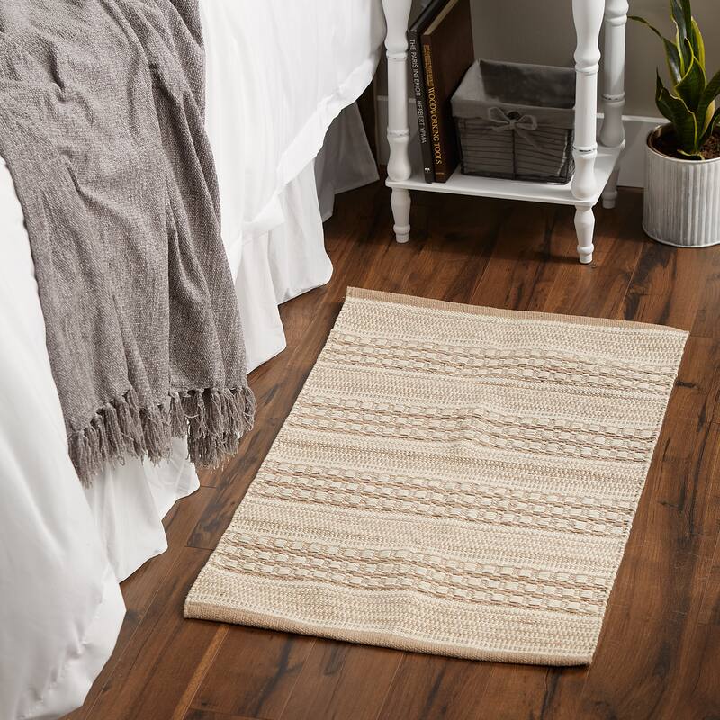 DII Stone Dobby Stripe Hand-Loomed Rug 2ft 6inx6 Ft - 36.0 In. L X 24.0 In. W X 0.2 In. H