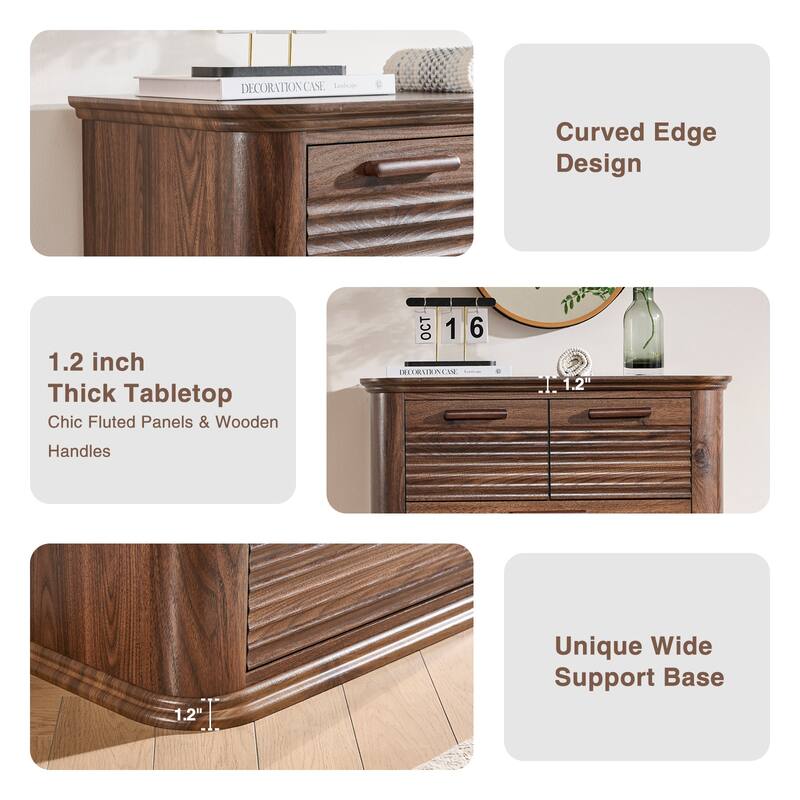 Mid-Century Modern 6 Drawers/7 Drawers Dresser for Bedroom, Tall Dresser & Chest of Drawers with Curved Profile Design