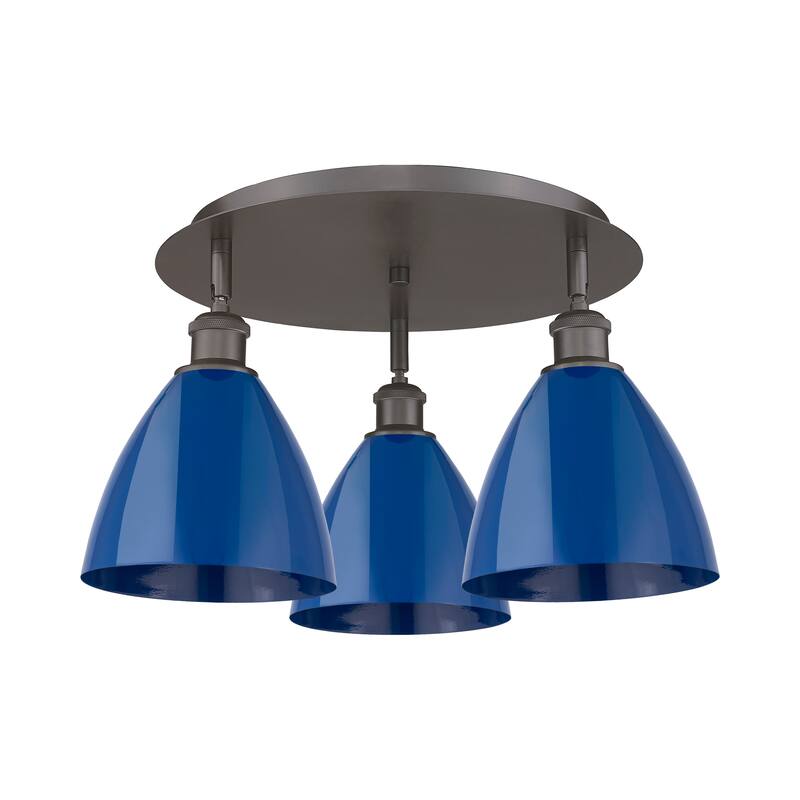 Innovations Lighting Ballston - 3 Light 19" Flush Mount - Blue/Oil Rubbed Bronze