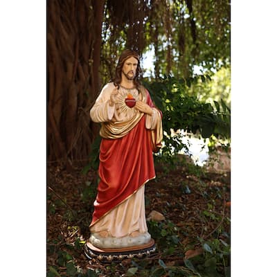 Sacred Heart of Jesus Standing Outdoor Garden Statue - 39"