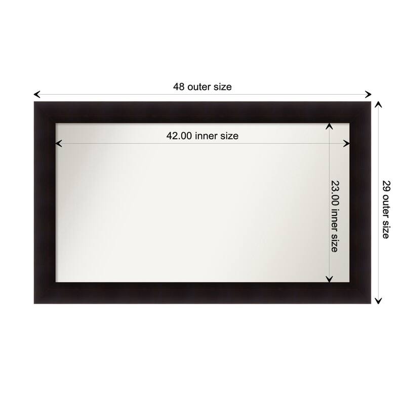 Portico Espresso Framed Non-Beveled Custom Wall Mirror, Bathroom Vanity Mirror - Outer Size: 47.75 x 28.75