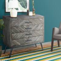 Wood 4 Drawer Accent Dresser Chest with Angled Metal Legs - Bed Bath ...