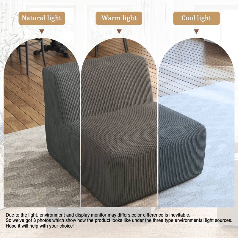 Corduroy Armless Chair Accent Chair