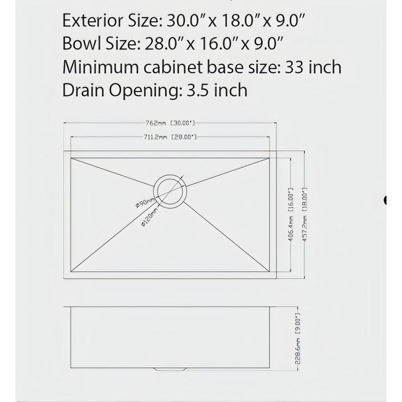 Undermount Single Bowl 16 Gauge Stainless Steel Kitchen Sink