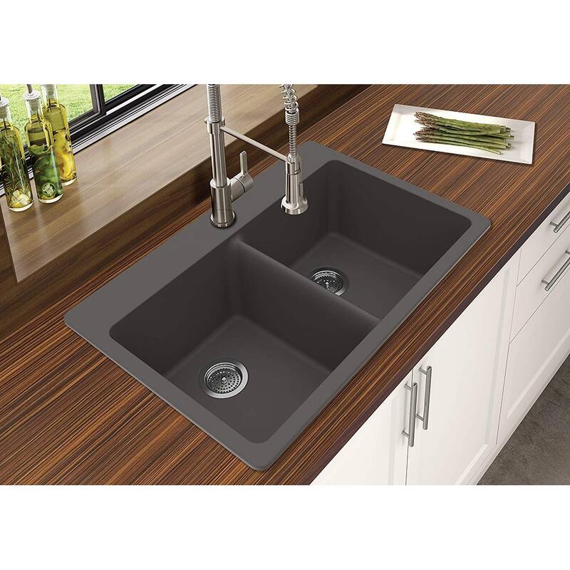 Winpro Granite Quartz Double Bowl Dual Mount Sink
