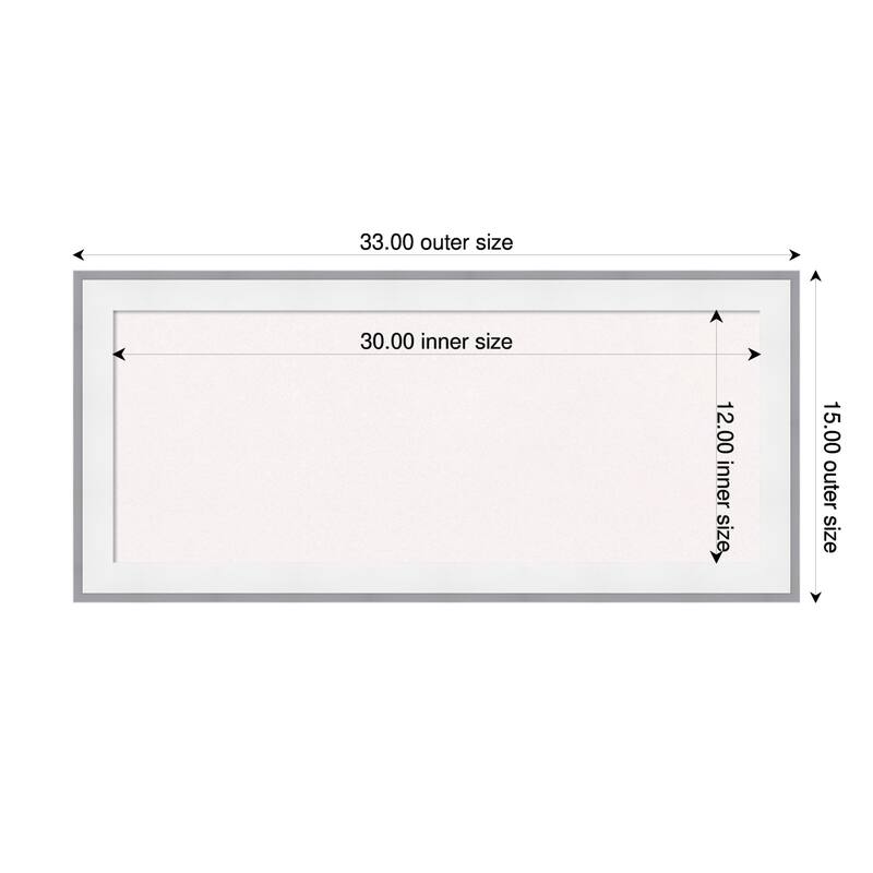 Maya White Silver Framed Cork Board - Bulletin Board, Organization Board, Pin Board - White - 33 x 15 in